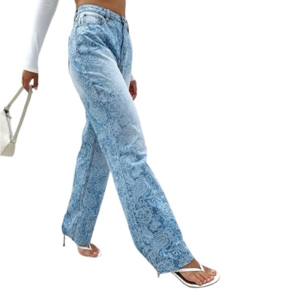 Tiger Mist Stassie Jeans in Paisley Print Wide Leg Medium